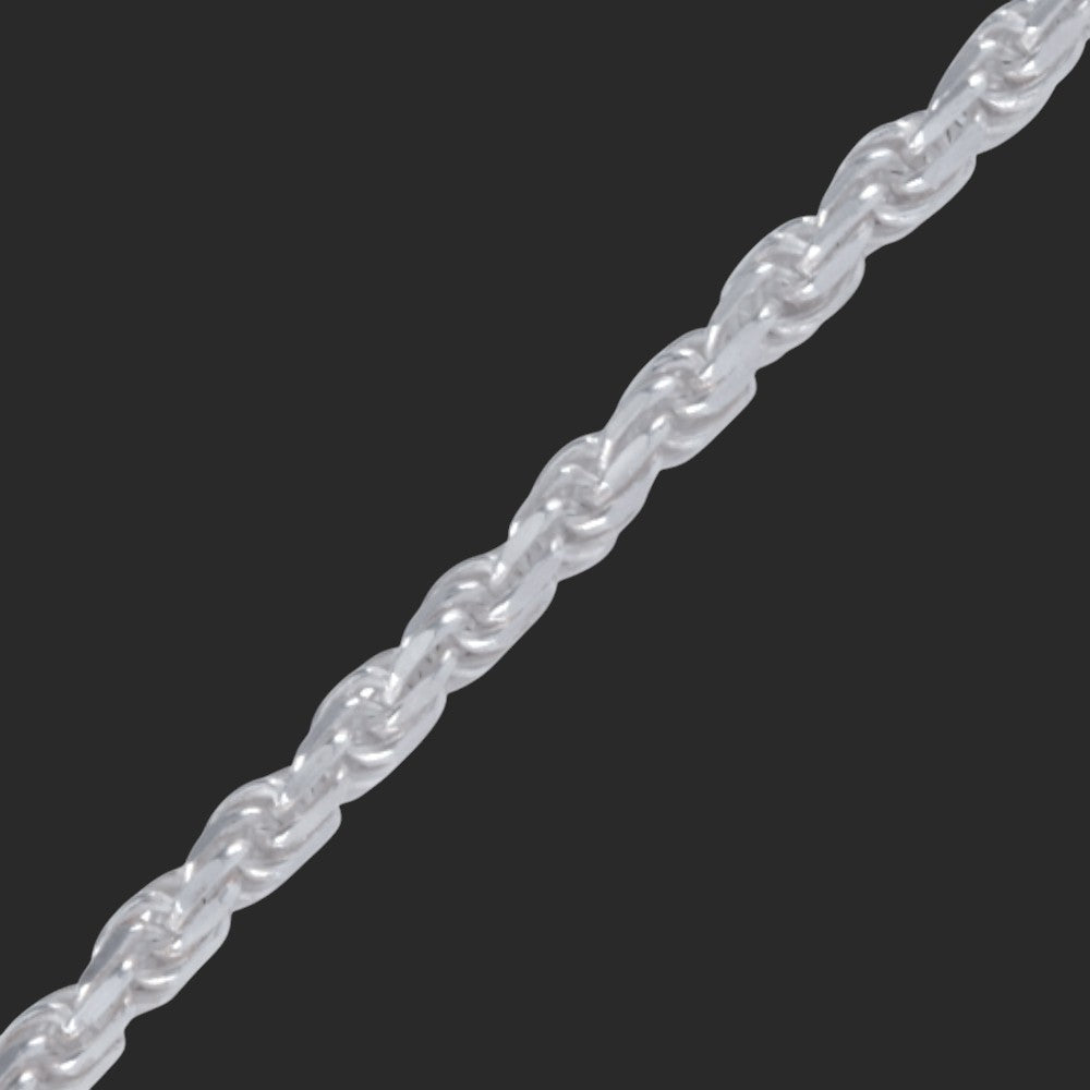 Silver Large Diamond Rope Bracelet